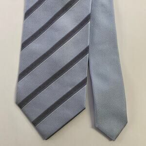 DOLCE & GABBANA Size One Size Light Blue Grey Diagonal Silk Tie